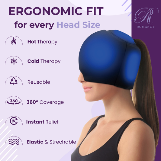 Stretchable hot and cold therapy eye mask designed for comfortable ergonomic fit.