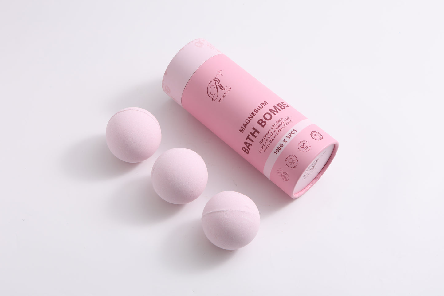 Romancy Magnesium Bath Bombs Rose 3 Pack – Rose, Jasmine & Vanilla Bath Bombs for Relaxation, Stress Relief & Self Care Spa Gifts for Women and Men