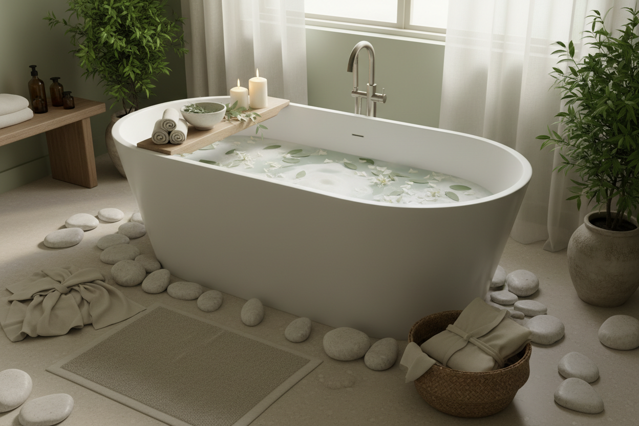 lifestyle / spa / bath / calm neutral tones